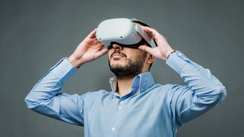 Man using VR headset