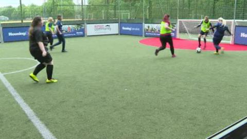 NI homeless women's football team line up