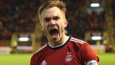 Ryan Hedges celebrates scoring against Livingston