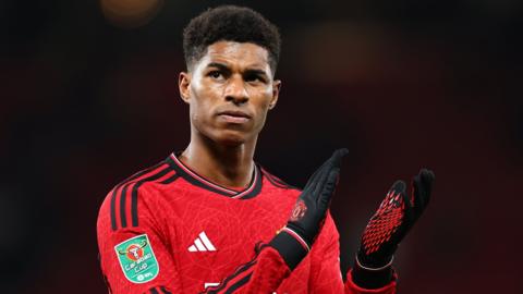 Marcus Rashford in the red of Manchester United