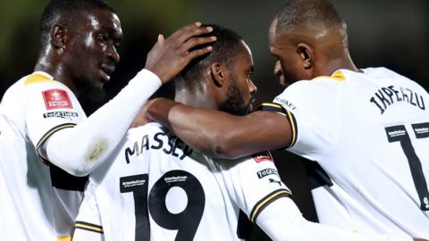 Port Vale celebrate scoring in FA Cup