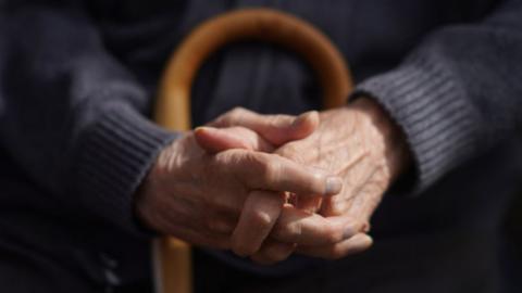 A senior citizen at The Fed care home in Prestbury on 23 April, 2021