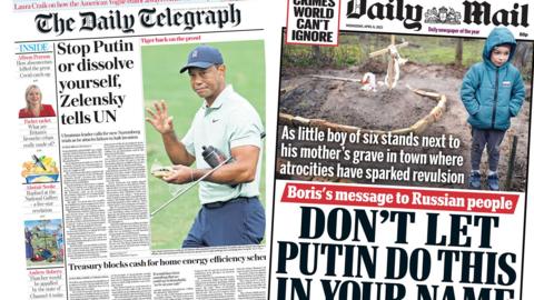 Composite image of the Daily Telegraph and Daily Mail front pages