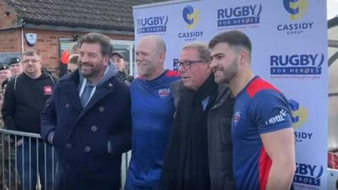 Nick Knowles, Mike Tindall, Harry Redknapp and Owen Warner pose for a photograph