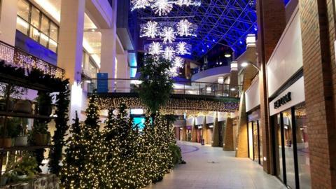 A deserted Victoria Square shopping centre in Belfast