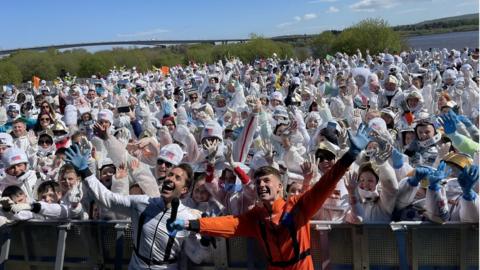 Blue Peter presenter Adam B was among hundreds who took part in the world record attempt