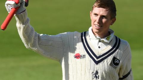 Zak Crawley raises his bat