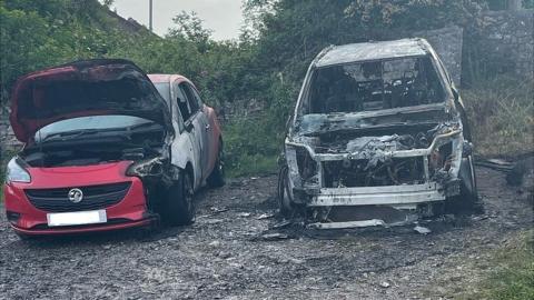 Burned-out cars