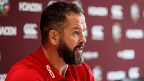 Andy Farrell speaking during his first news conference as British and Irish Lions head coach