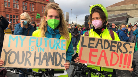 Protesters in Cardiff