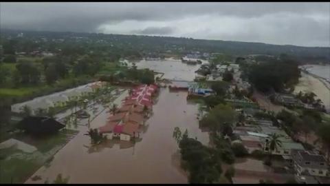 Aerial view of flooding over Mozambique