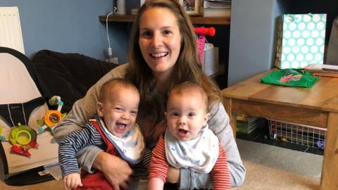 Emily Courtney with her twins