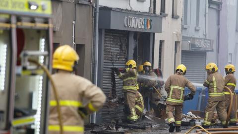 Firefighters at Conway Square, Newtownards