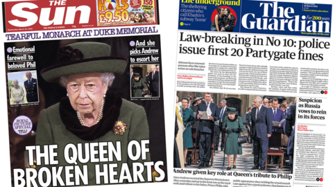 The Sun and Guardian front pages