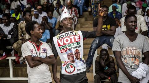 A Nigerian supporting Atiku, the main opposition candidate for Nigeria's elections