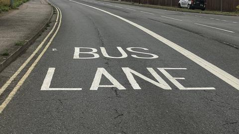 A stretch of road marked bus lane