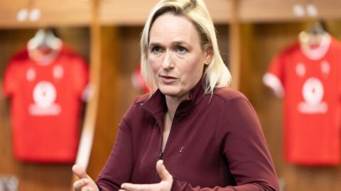 Belinda Moore at a press conference