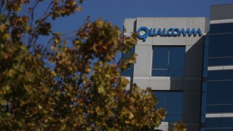 A sign is posted at a Qualcomm office on November 1, 2017 in San Jose, California.