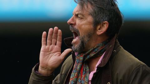 Southend boss Phil Brown shouts to his players