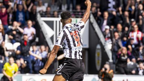 Mikael Mandron celebrates St Mirren's first goal