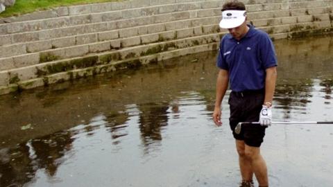 Jean van de Velde in the Barry Burn at the Open in 1999