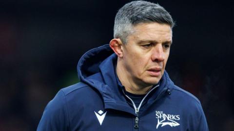 Sale Sharks head coach Paul Deacon pictured on the touchline