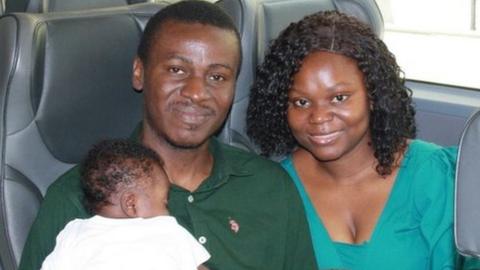Mr and Ms Opayemi with their family sat on the bus