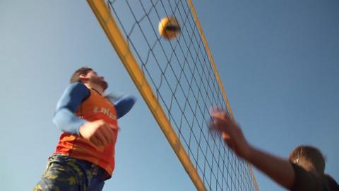 Beach volleyball is played in Cardiff