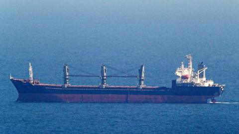 The Aroyat cargo ship sails towards the Ukrainian Black sea port of Chornomorsk
