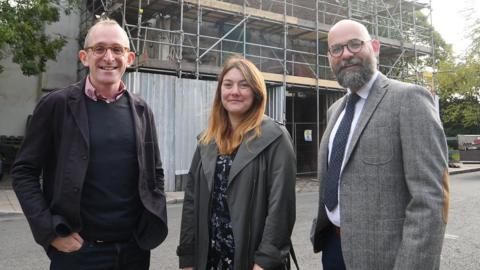 Graham Tait (Historic Coventry Trust), Mandy Hall (Architectural Heritage Fund) and Cllr David Welsh (Coventry City Council)