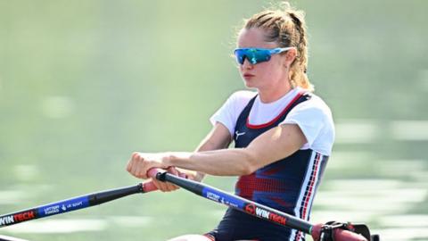 Olivia Bates in the single scull boat