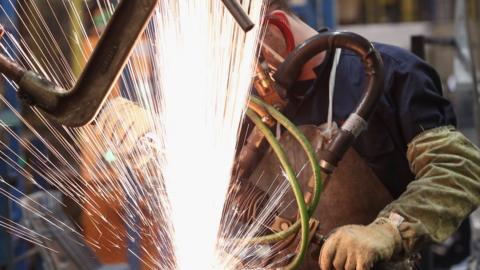 Spot welder at Nissan plant in Sunderland