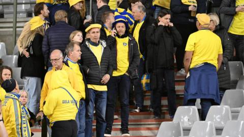 Sweden fans inside the King Baudouin Stadium