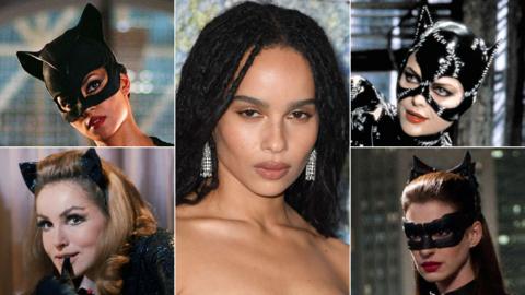 Clockwise from top left: Halle Berry, Zoe Kravitz, Michelle Pfeiffer, Anne Hathaway and Julie Newmar