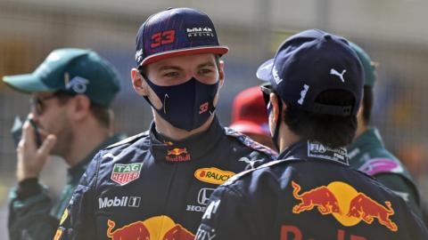 Red Bull driver Max Verstappen wearing a face mask