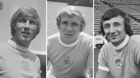 Former Manchester City players Colin Bell, Francis Lee and Mike Summerbee