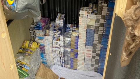 Cigarettes and tobacco seized from inside the shop