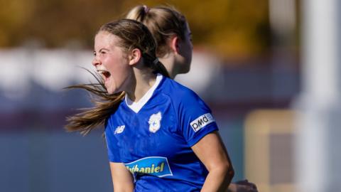 Cardiff City's Eliza Collie celebrates a goal