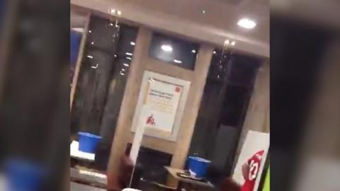 Water leaking through ceiling of McDonalds