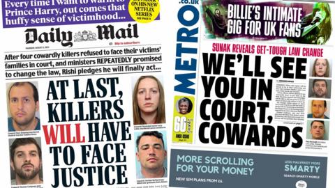 A compilation of the Daily Mail and Metro front pages