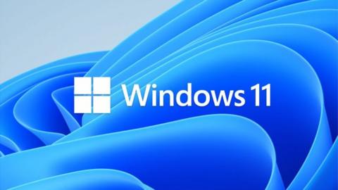 The Windows 11 logo on a blue background