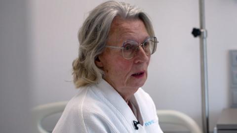 Linda Fyfe at a medical clinic in Lithuania