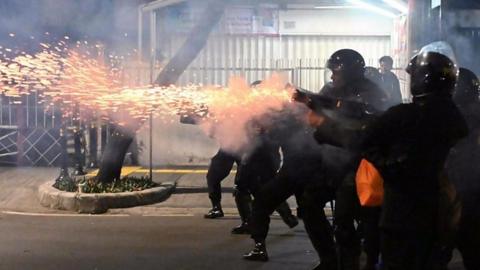 Riot police in Indonesia