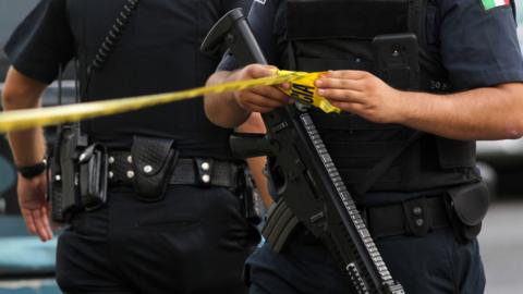 File image of Mexican policemen at a crime scene in Zapopan, Jalisco, on July 31, 2018