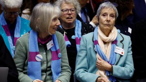 Rosmarie Wyder-Walti and Anne Mahrer, of the Swiss elderly women group Senior Women for Climate Protection