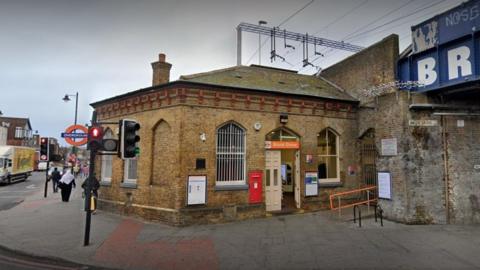 Google StreetView image showing the entrance to Bruce Grove Overground station