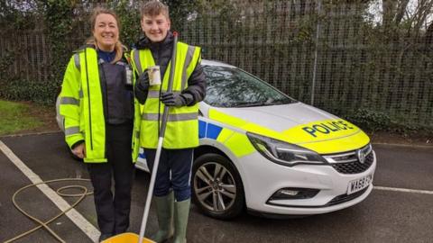 Police car washing