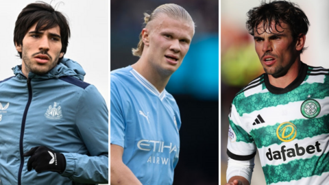 Sandro Tonali, Erling Haaland and Matt O'Riley