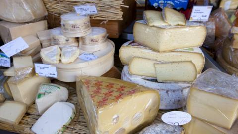 File photo of cheeses on display