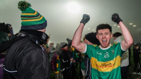 Tiarnan Flanagan celebrates at full-time